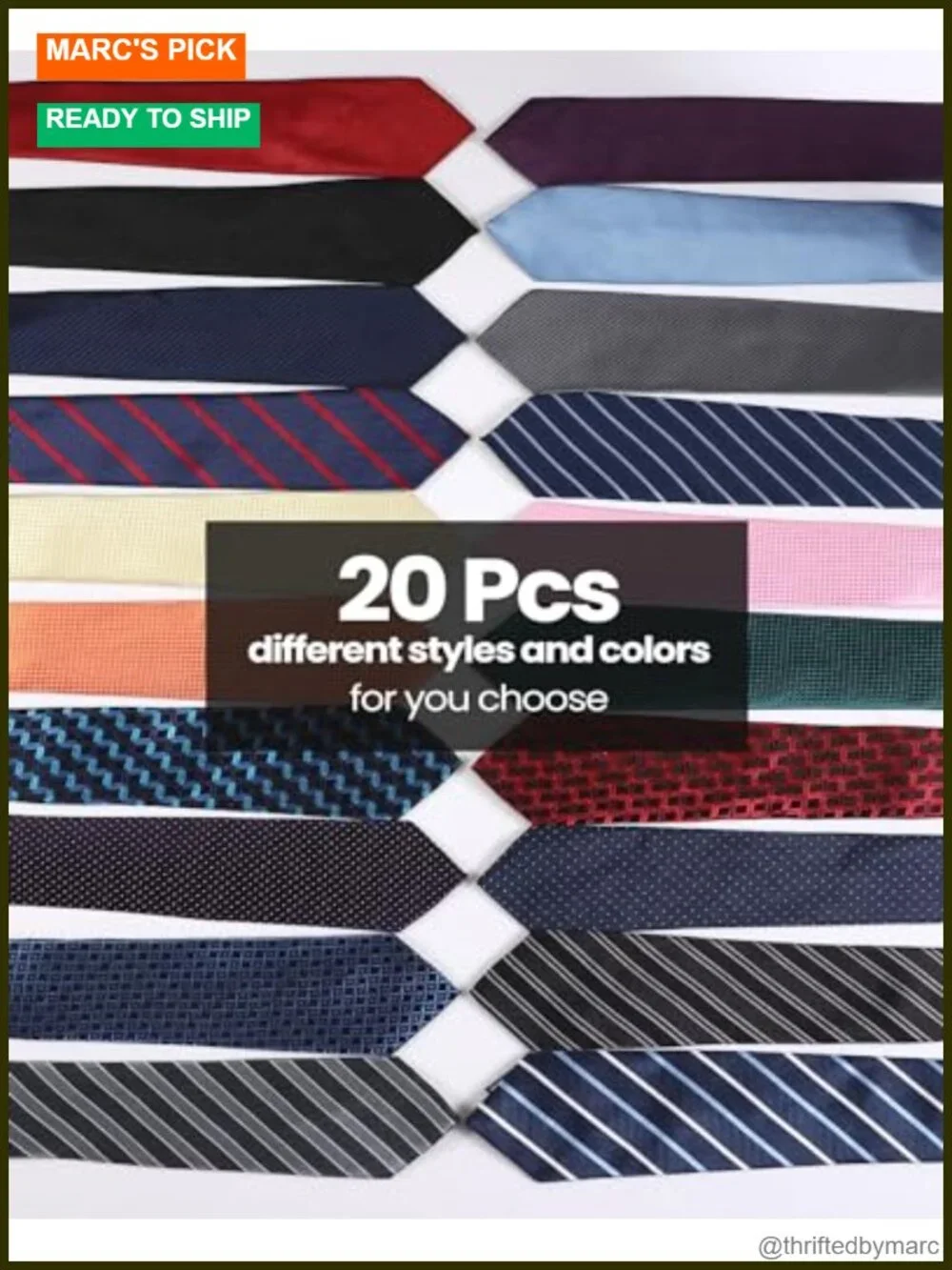 20 Pack Men Neck Ties Classic Silk Tie Set for Graduation Business Wedding